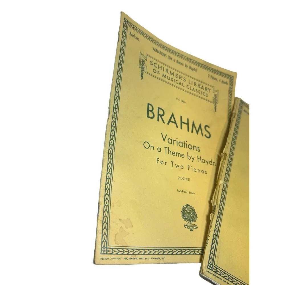 Vintage Schirmer Musical Classics Brahms Mozart Piano Scores Lot of 2
